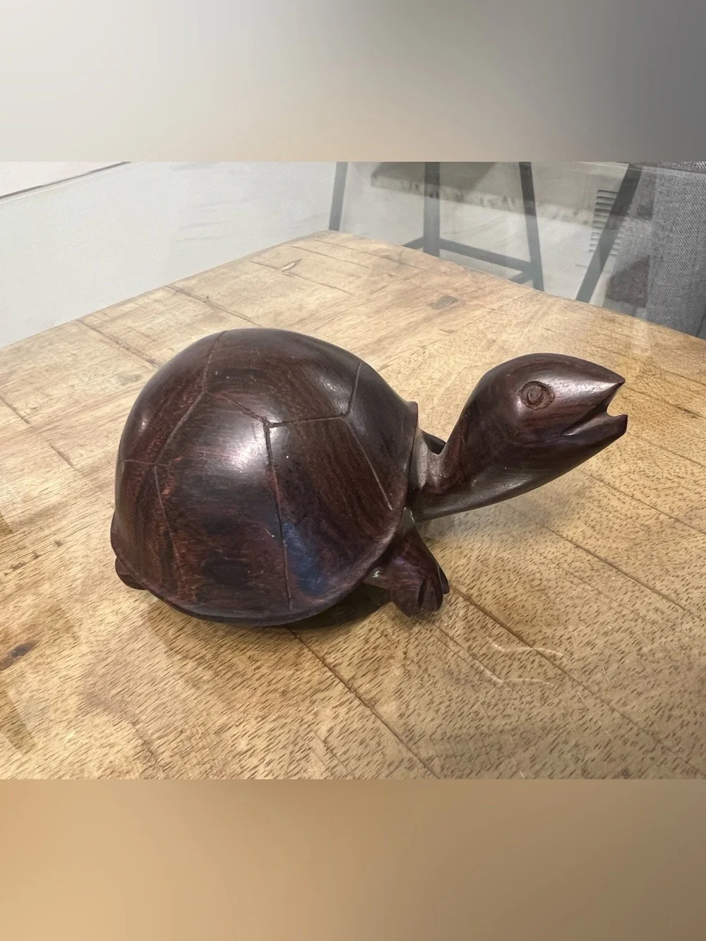 Vintage Hand-Carved Ironwood Tortoise wood Figurine Sculpture